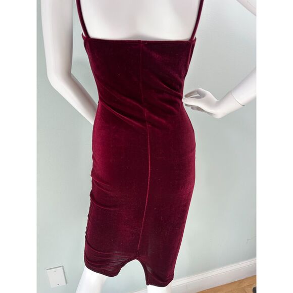 Windsor Burgundy Red Wine Velvet Mini Bodycon Cutout Corset Dress Size Small - Picture 5 of 9